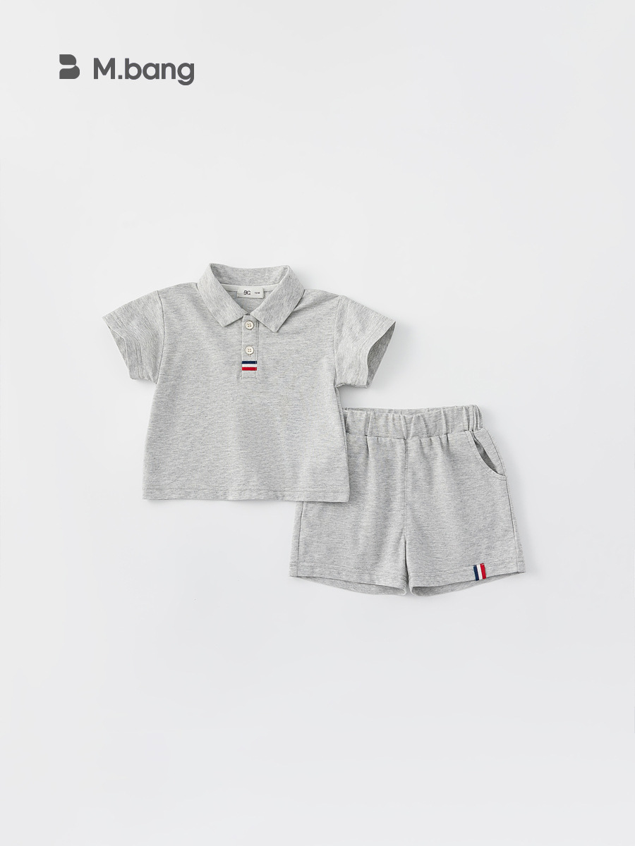 Youbao ropa para niños camisa polo para niños pantalones cortos de dos piezas para niños top simple de color sólido traje deportivo para niños de verano