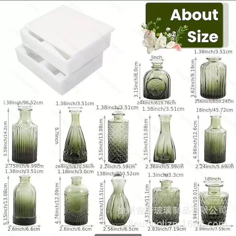 跨境批发复古玻璃花瓶马德里迷你干鲜插花瓶小清新装饰摆件套装
