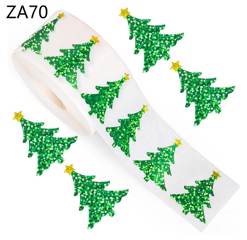 500 ステッカー/ロールクリスマスツリーレーザー防水包装ステッカーラベルクリスマス装飾子供のおもちゃのステッカー|undefined