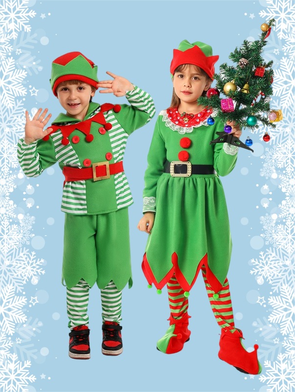 2025 新しいクリスマスコスプレ衣装子供のパフォーマンス衣装クリスマスエルフコスプレパフォーマンス衣装|undefined