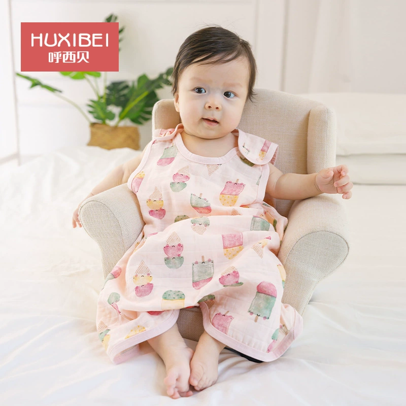 Huxi bei тонкий марлевый жилет спальный мешок для детей без рукавов Летняя анти-пинать тонкий фруктовый спальный мешок динозавра