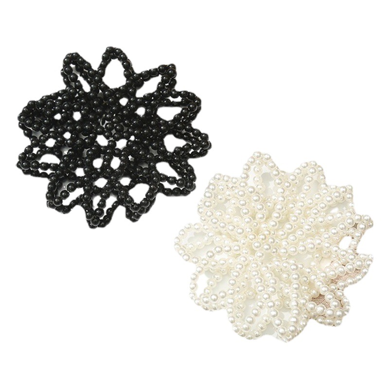 Pearl Beaded Hair Net Hotel Bank Property Professional Work Hair Flower Net Pocket Fashion OL Light Luxury Diamond Headwear