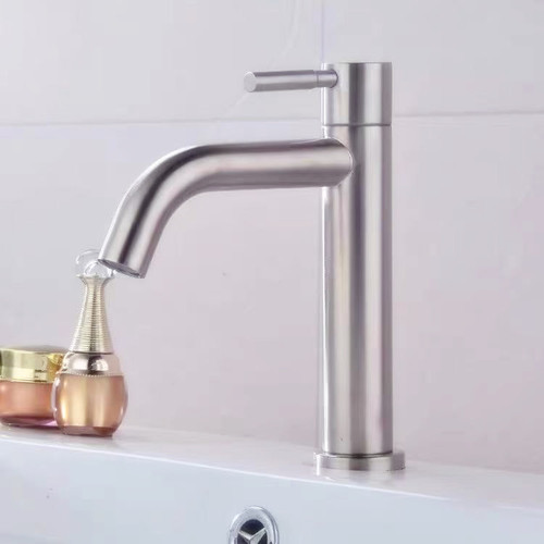 304 stainless steel household basin hot and cold single cold faucet single cold brushed color bathroom toilet washbasin wash