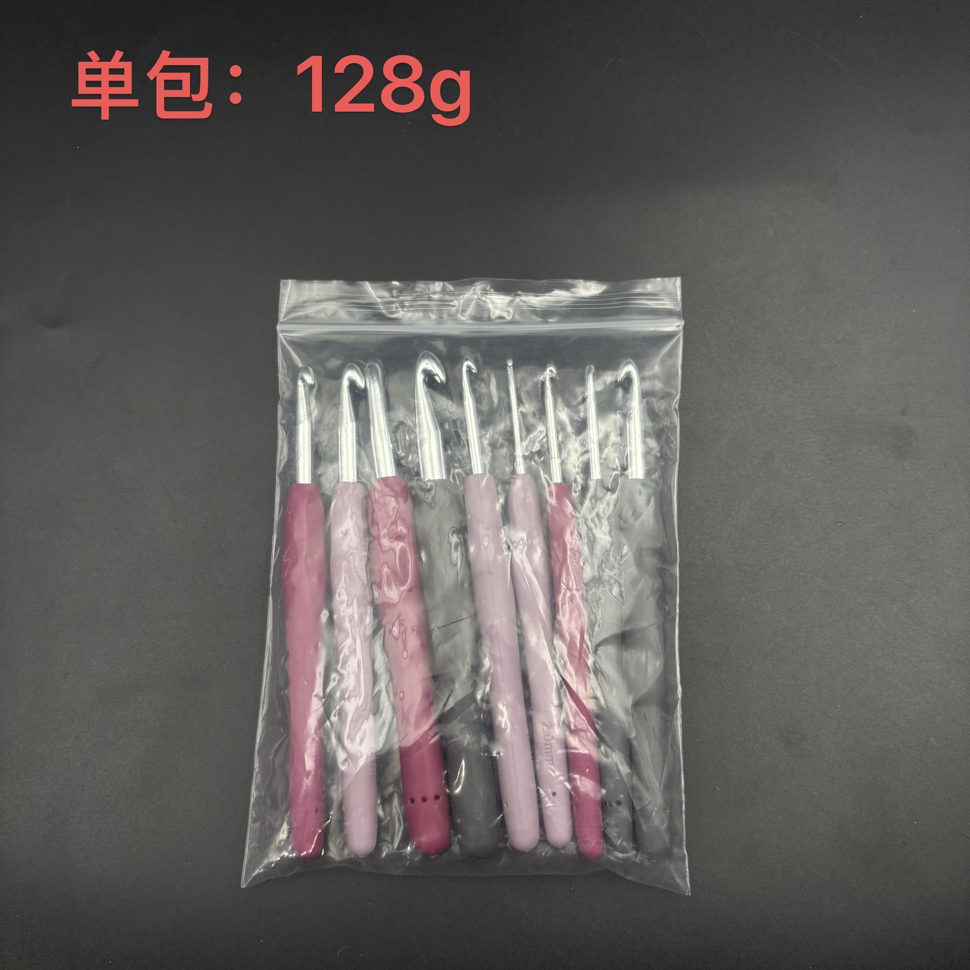 Tejido a mano arco iris ganchillo de mango suave TPR ganchillo de mango suave sólido ganchillo de aluminio ganchillo conjunto de agujas de lana