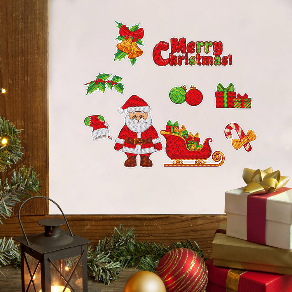 Diamante de Navidad transfronteriza dibujos animados DIY Santa Claus aleatorios pegatinas de ladrillo pintura pegatinas de diamante brillante al por mayor