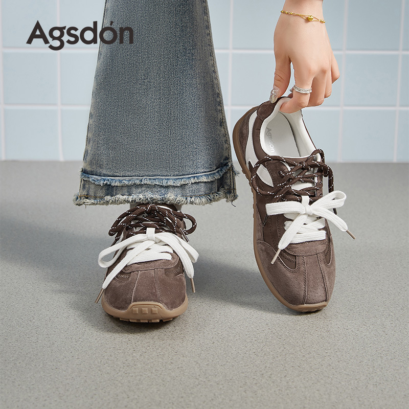 Auge Lion Denmeillard marrón zapatos de entrenamiento para mujeres 2025 nuevo verano con suela gruesa retro Gump zapatos casuales