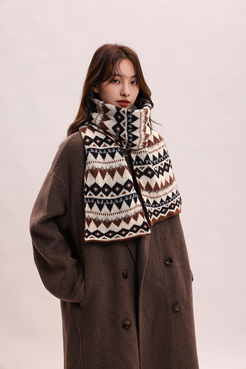 Jacquard Herbst Winter, koreanische Version und Hut, zweiteiliges Set, Schal für Frauen, vielseitig, Studentin, Paar, warmer Schal_voghion.com