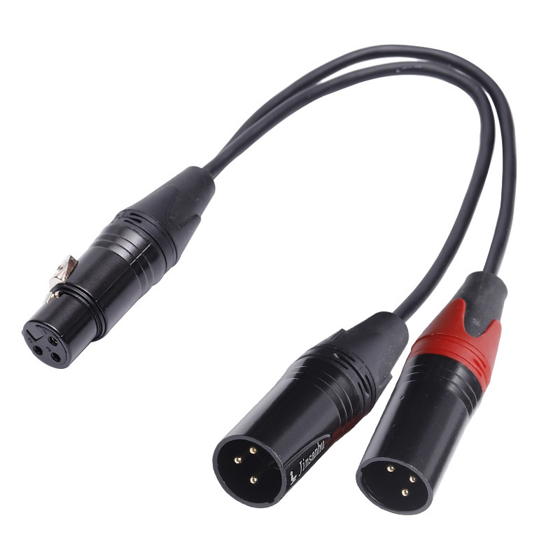 Hot sale double shielded cable 0.3 m XLR one drag two card farmer one mother two male mixer microphone cannon audio cable