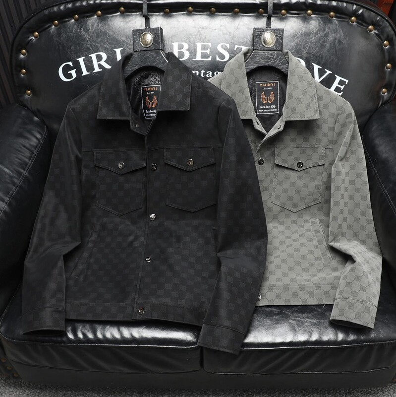 Full Net Low Price Autumn and Winter B- embossed Lapel PU Short Jacket Leather Men's Jacket Fashion Casual All-match