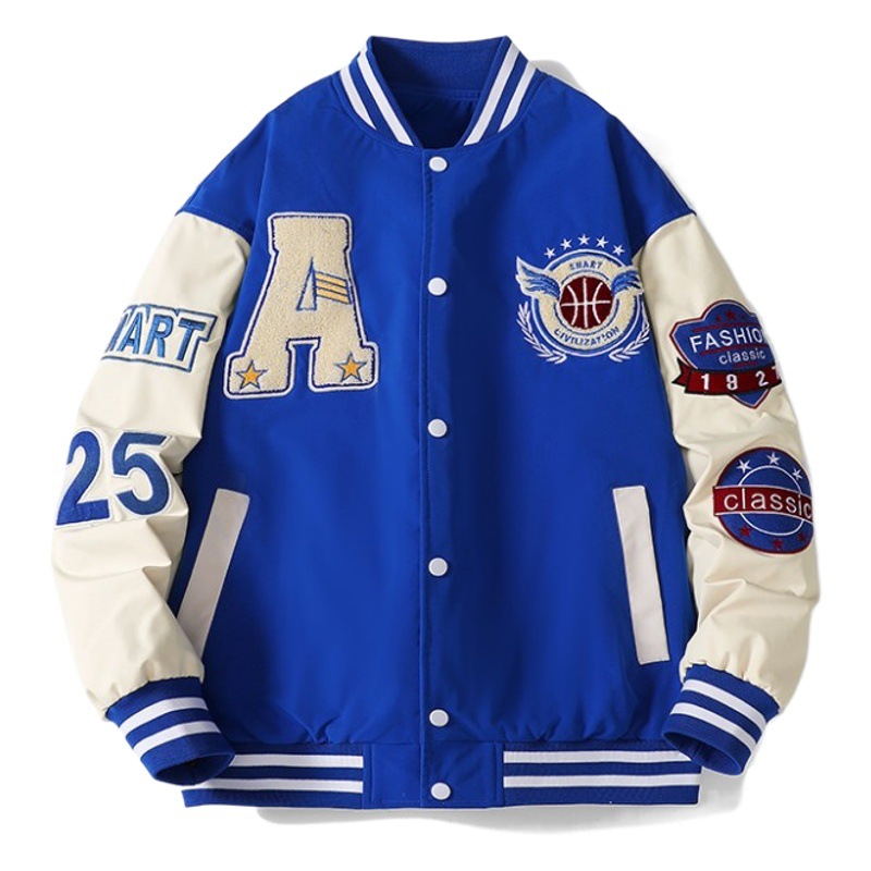 Source Factory Baseball Uniforms Custom-Made Export Men's Color-Block Jackets Embroidered Patchwork Team Uniforms Oem Processing