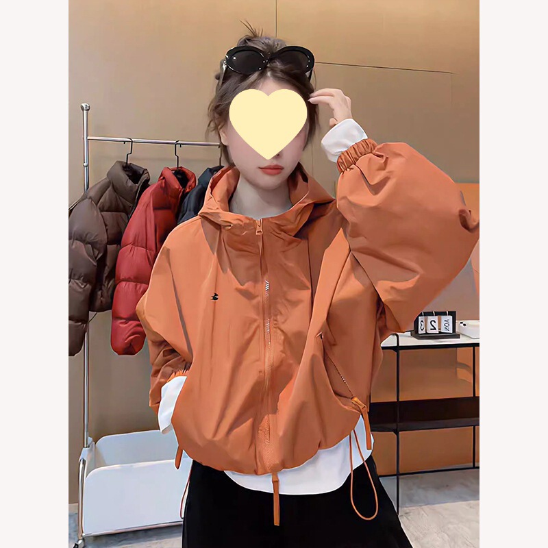 短外套女小个子2025秋季新款连帽百搭宽松下摆抽绳潮休闲|undefined