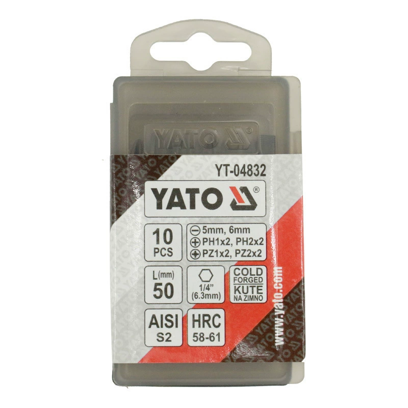 Набор бит YATO: крестовые шестигранные для шуруповёрта