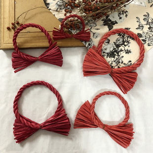 Paper String Raffia Wreath Base Circle Store Venue Decoration Door Ring Pendant Knot Rope Handmade Weaving