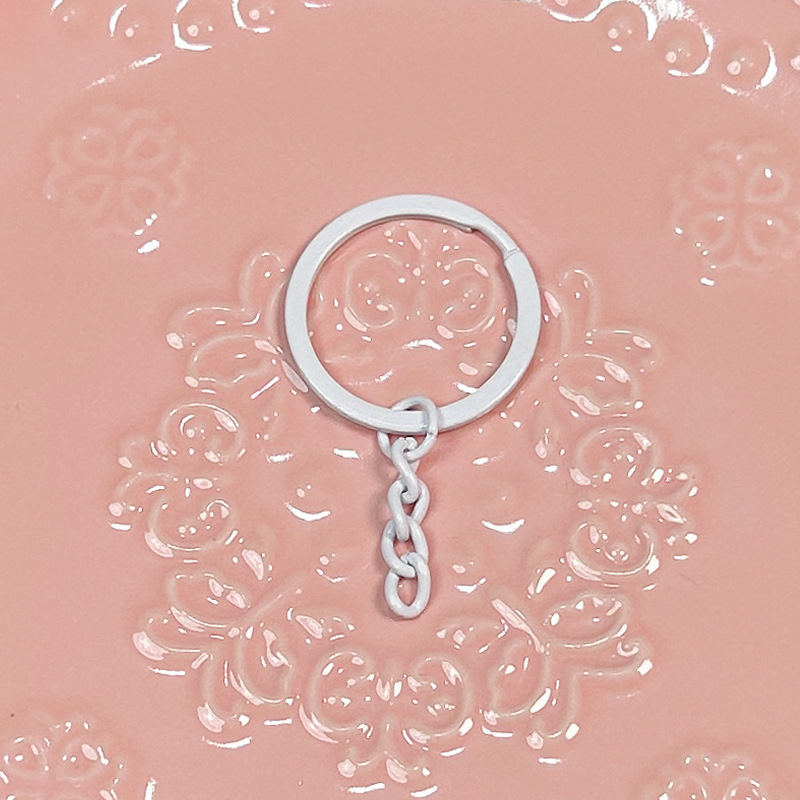 カラフルな 30 ミリメートルキーホルダーハンギング 4 セクションチェーンフラットリングフラットリングチェーン diy ジュエリー人形人形キーホルダーアクセサリー|undefined