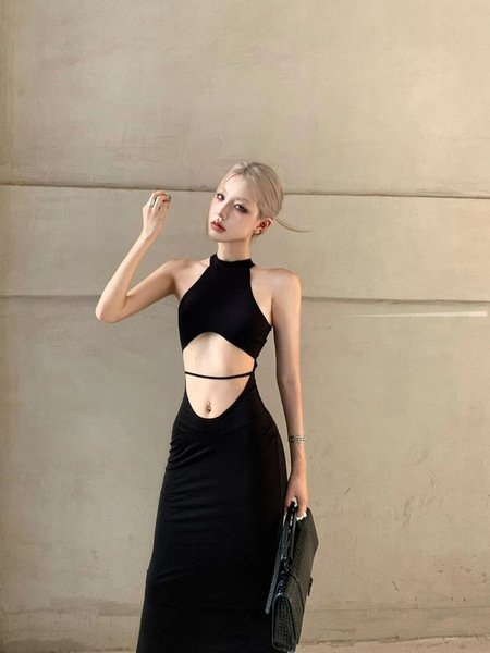 Black elegant small design summer sexy dress