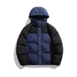 秋冬运动简约拼色棉服男拼色潮流时尚休闲面包服加厚保暖棉衣外套