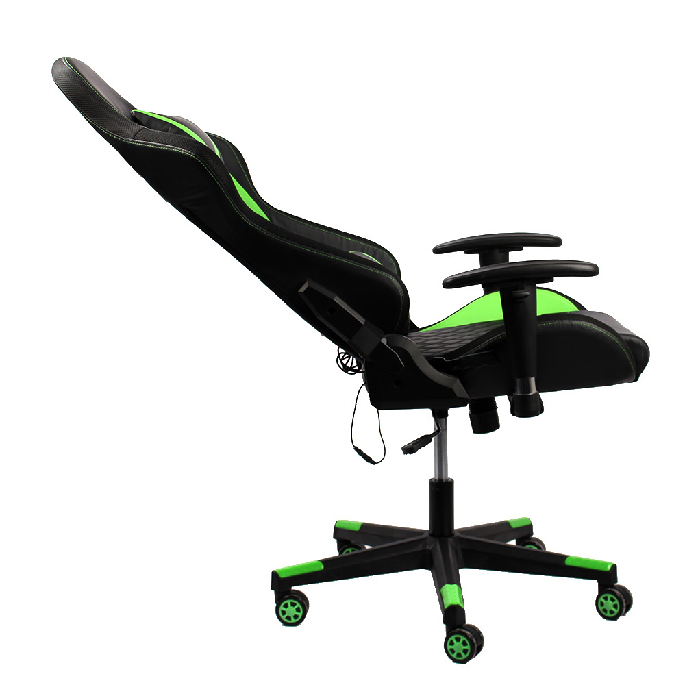 E-sports silla RGB LED caballo corriendo luz pesada PU cuero ajustable estilo de carreras columpio Silla de juego Verde 784