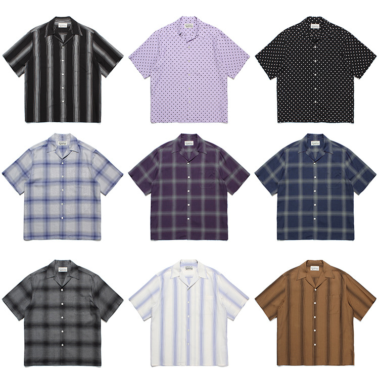 GUILTYPARTIES TIGER 23SS striped plaid polka dot Hawaiian rayon short sleeve shirt for men