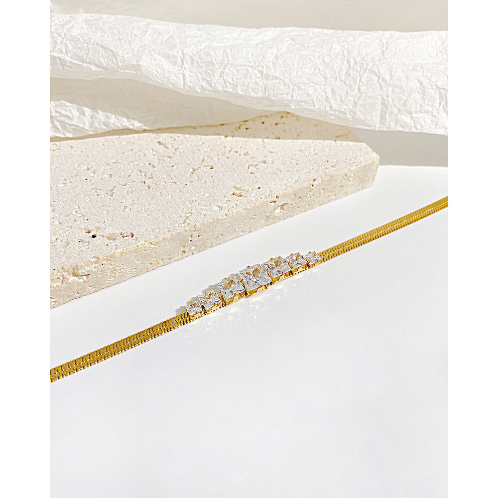 Simple Style Geometric Stainless Steel Inlay Zircon Bracelets 1 Piece