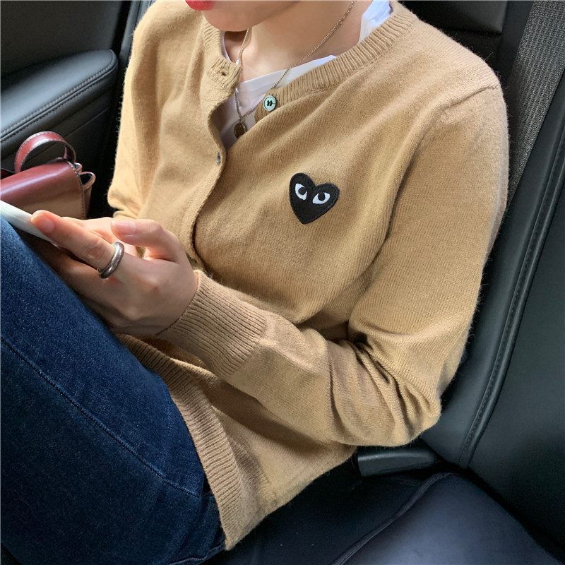春と秋の新韓国スタイルピーチハートニットウールカーディガン女性の長袖ショートスリムボトムセータースモールコートトップ|undefined
