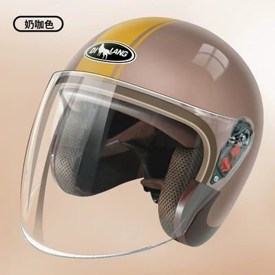 Half Helmet, Motorcycle Protection, Motorcycle Safety Supplies - l008-milk-coffee