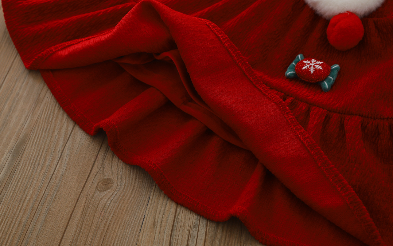 Vêtements pour filles, nouveaux styles d'automne et d'hiver, robes de princesse pour enfants de Noël en peluche épaisse de petite et moyenne taille,_voghion.com