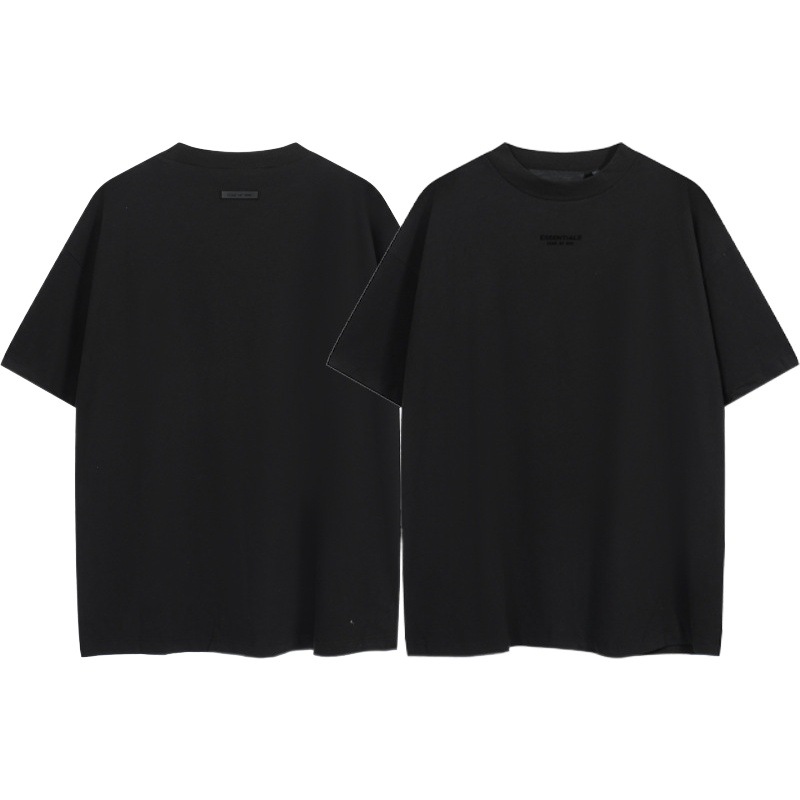 FOG 23FW marca nueva serie camiseta ESSENTIALS pecho pequeño logotipo de silicona carta hombres de manga corta suelta