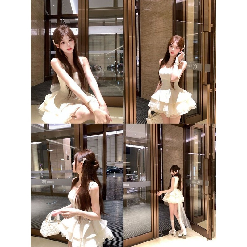 Summer Elegant Ladylike Style Stunning Bow-Knot Vest Dress for Women with Waist-Cinching Design and Mesh Puffy Princess Dress Summer Elegant Ladylike Style Stunning Bow-Knot Vest Dress for Women with Waist-Cinching Design and Mesh Puffy Princess Dress