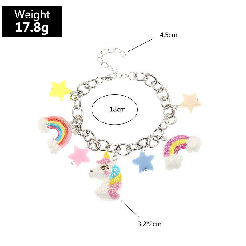 Nouveau Bracelet Pour Enfants Arc-en-ciel Nuage Étoile Licorne Pendentif Fille Bracelet display picture 2