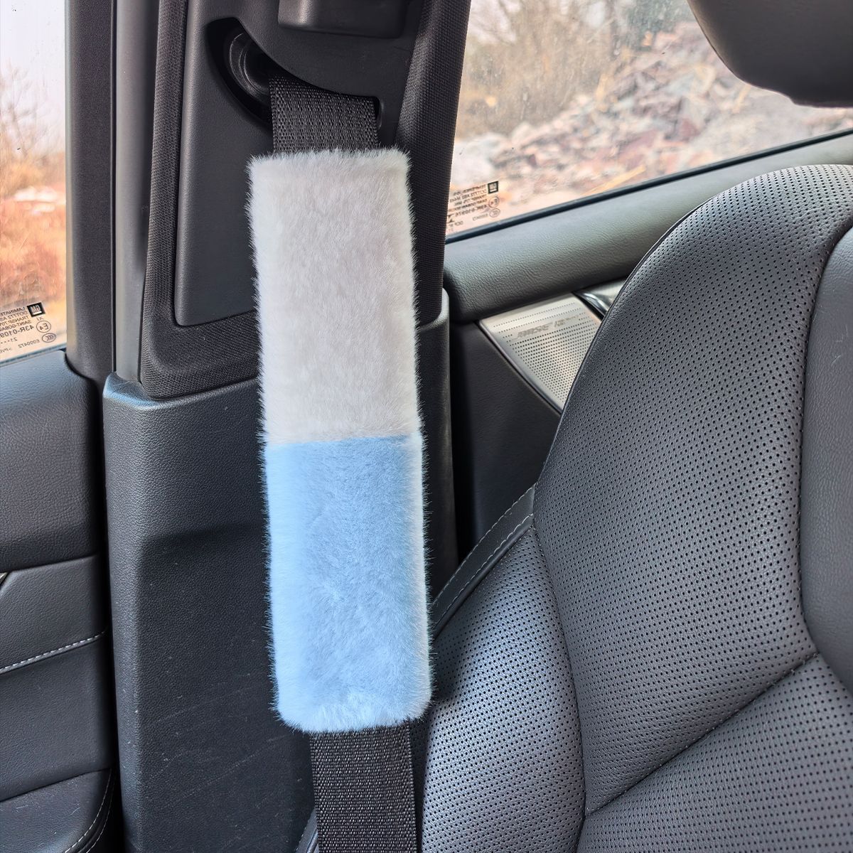 New Imitation Rabbit Fur Seat Belt Shoulder Pads, Imitation Wool Car Accessories, Winter Plush Seat Belt Covers, Car Interior