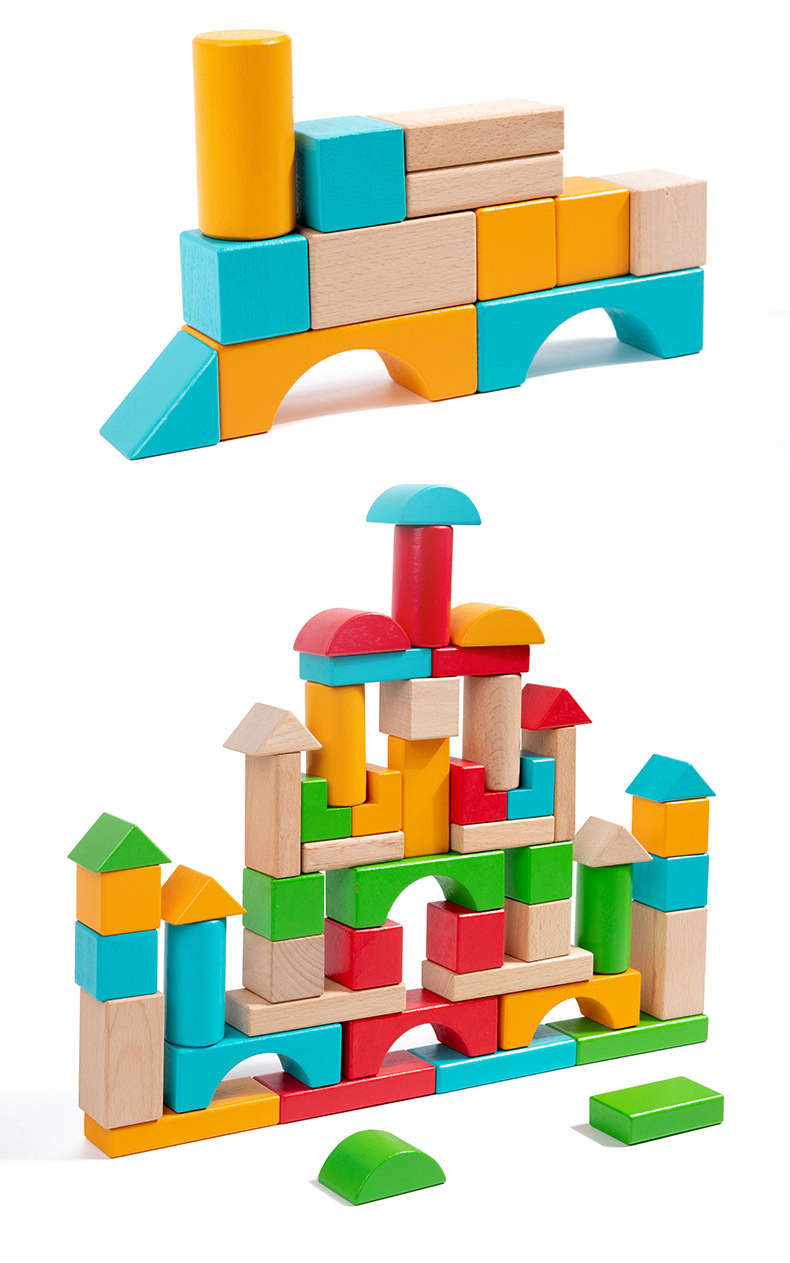 Jouets De Construction Bloc De Couleur Bois Jouets display picture 2