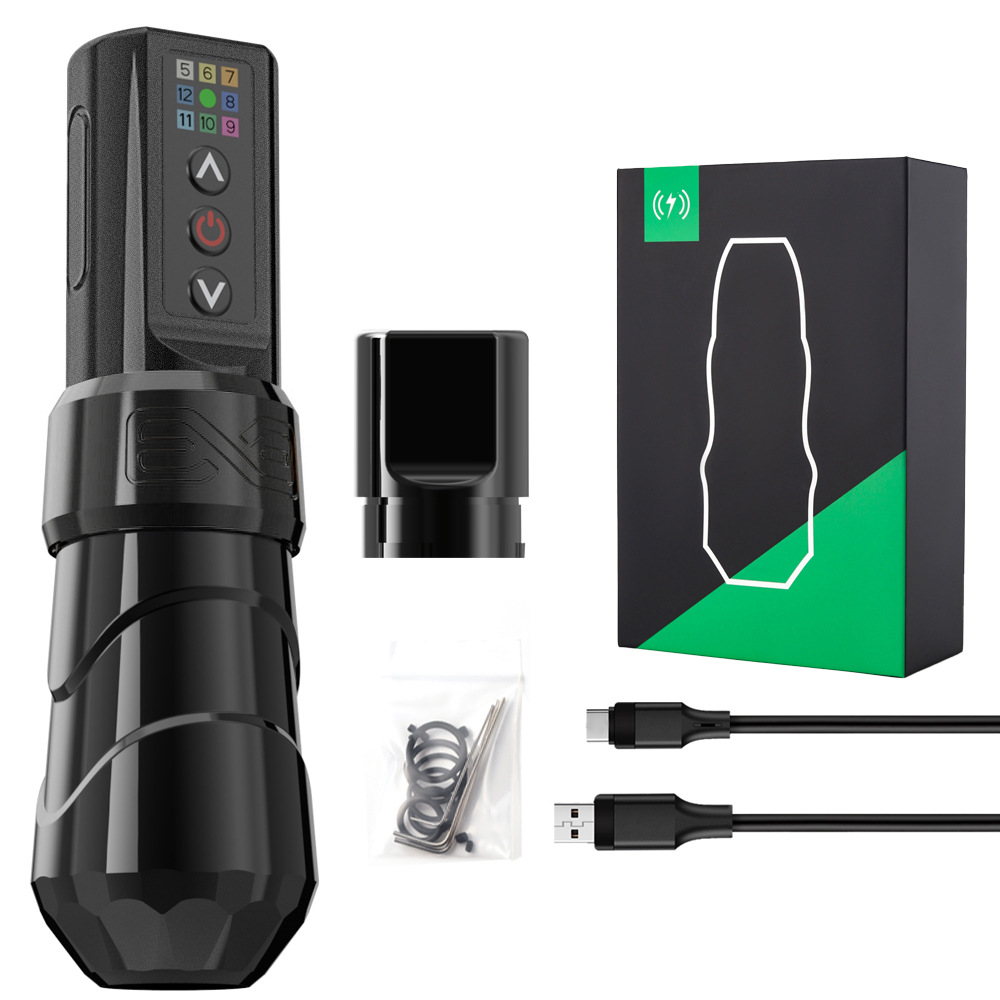 AmbitionFK tres generaciones carga tatuaje pluma con pantalla LCD tatuaje aguja máquina portátil tatuaje pluma
