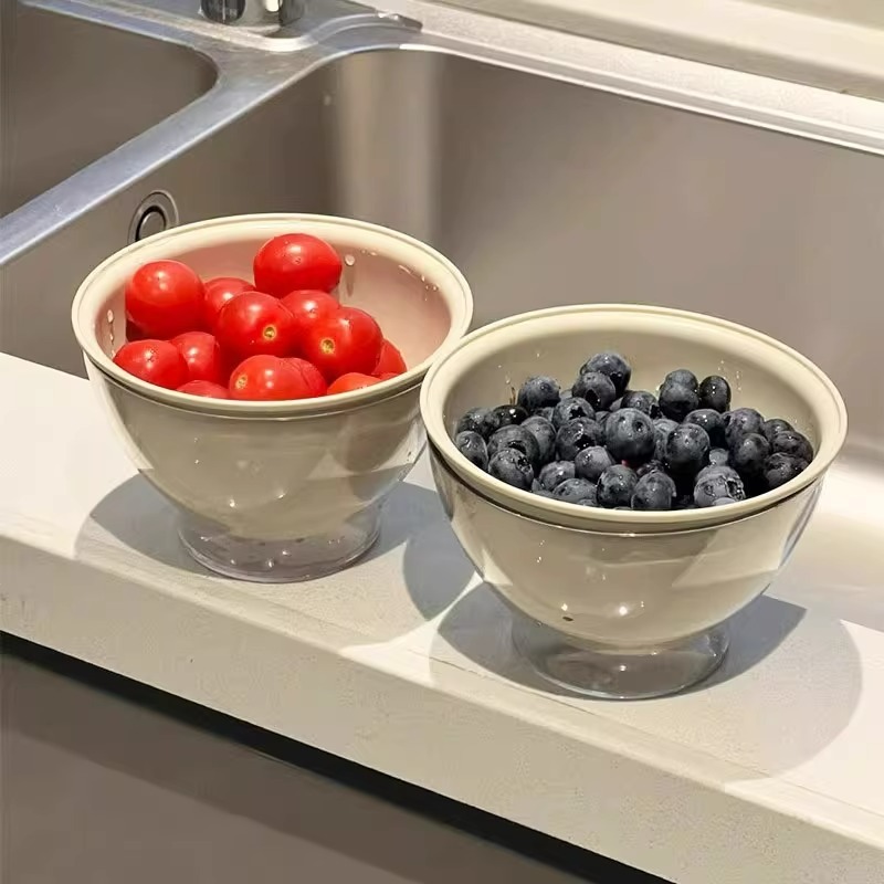 二層ドーパミン風排水バスケット家庭用食品グレードの厚みのある多機能野菜洗いバスケットフルーツプレートリビングルームの高級装飾品|undefined