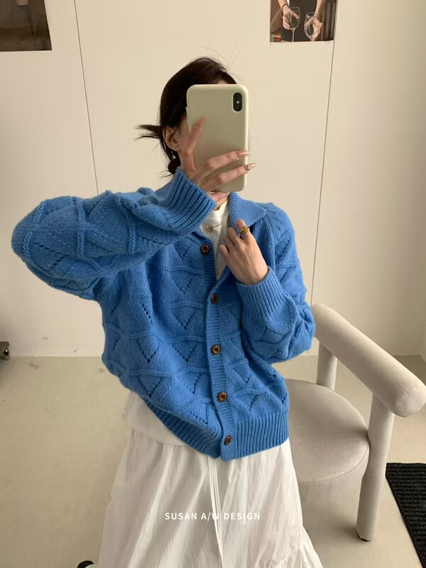 苏珊 翻领针织开衫女2025早秋通勤百搭气质减龄毛衣外套女27130|undefined