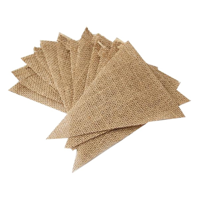 Banderas de triángulo de lino de 13 piezas banderas de boda retro europeas y americanas suministros de boda banderas de cuerda de decoración de boda europeas y americanas al por mayor