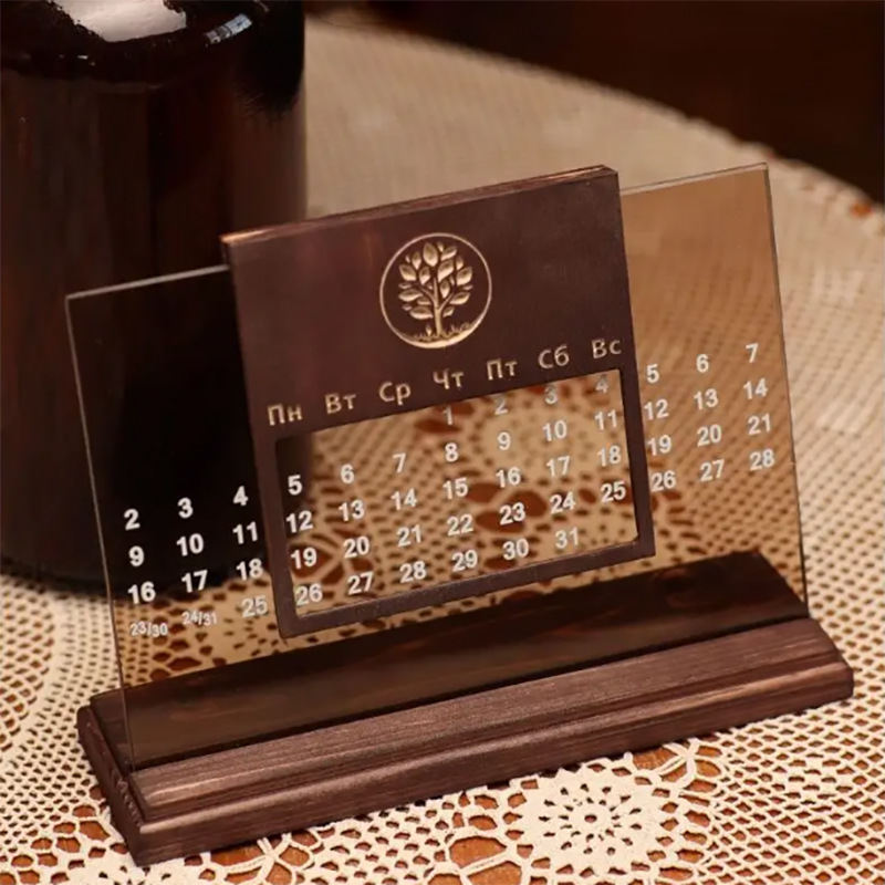 Calendario de madera 2024 creativo decoración de escritorio calendario soporte de exhibición de escritorio de oficina base de calendario simple