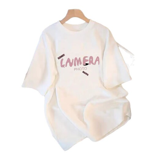 High-quality pure cotton women's short-sleeved T-shirt 2025 summer medium-long length loose slimming plus-size top