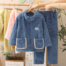 儿童法兰绒睡衣男童8-14岁男孩中大童青少年加厚珊瑚绒家居服套装