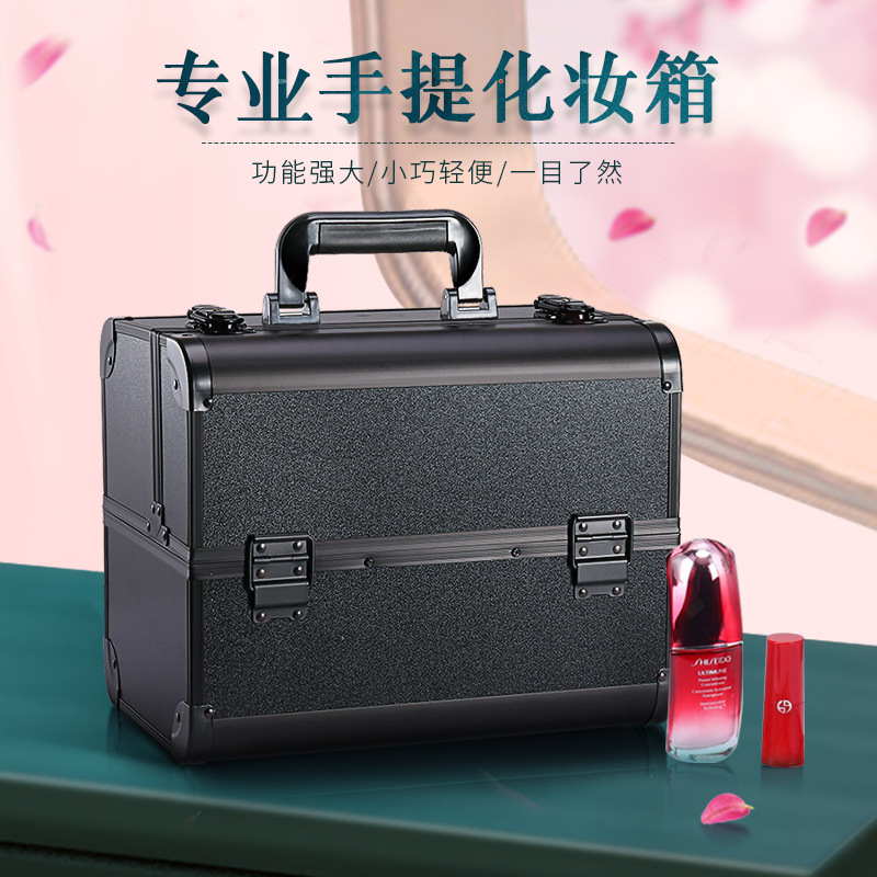 Large-Capacity Double-Open Makeup Box Makeup Box Aluminum Alloy Tattoo Eyelash Manicure Tool Box Manufacturer Dropshipping