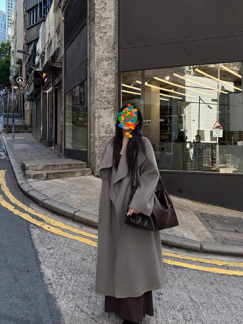Large Lapel Autumn and Winter New Style Extra Long Wide Version Double-Sided Cashmere Outwear for Women Extra Long Over-The-Knee Elegant Woolen Outwear