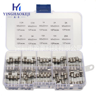 100PCS 5X20MM Glass fuse box 10 resistance values ​​10 pieces each Fuse 0.2A-20A