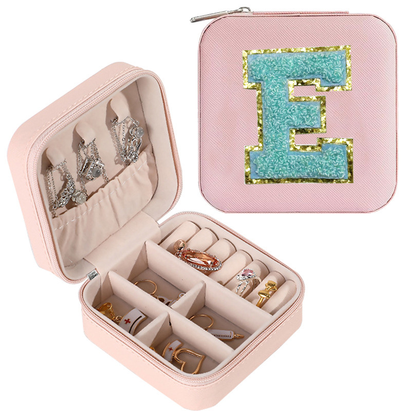 Cross-border de cuero Stud pendientes de gran capacidad de la joyería de la caja de la joyería del anillo caja de almacenamiento portátil