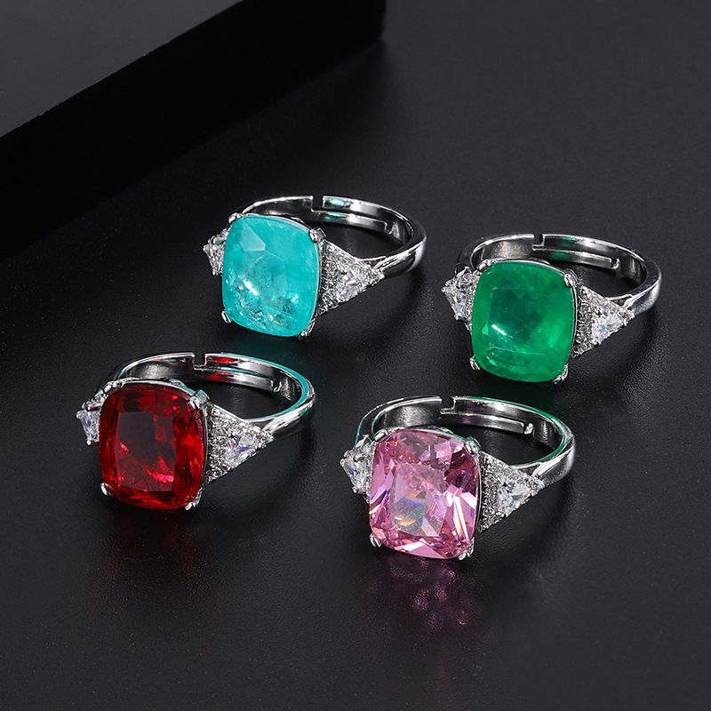 Luxurious Geometric Copper Plating Zircon Open Ring