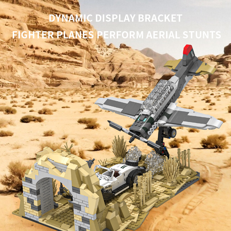 360 ° avión de hélice móvil escenas de aventura en el desierto de granulares modelo de bloques ornamentados image 4