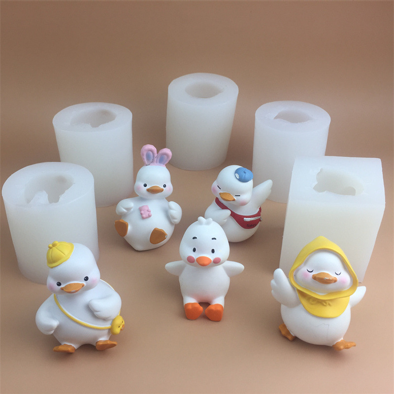 新款围兜挎包鸭鸭硅胶模具可爱创意车载香薰石膏树脂模蛋糕装饰模