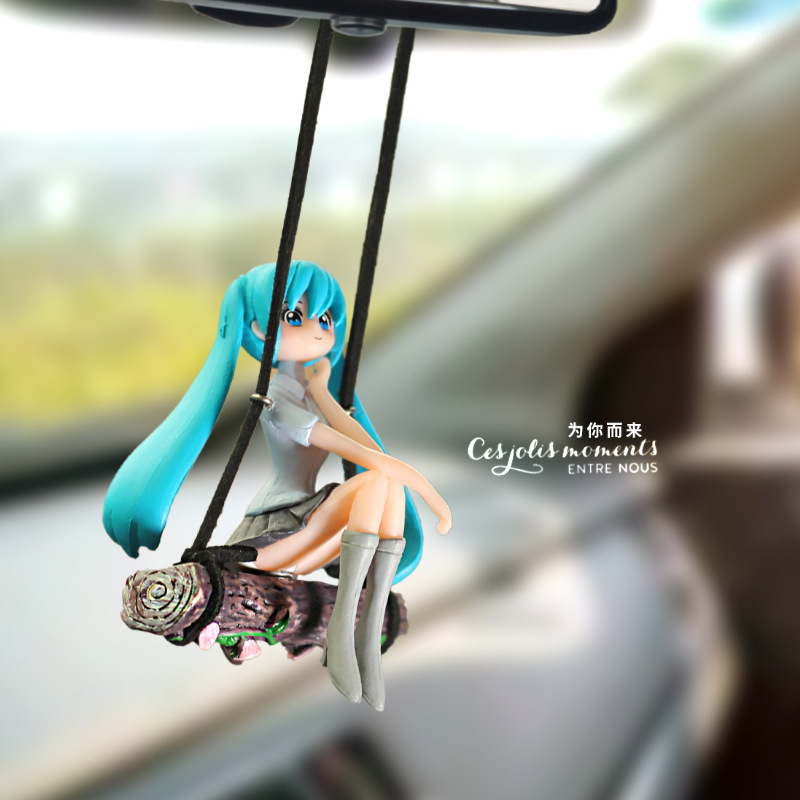 Colgante de coche de celebridades de Internet, colgante de coche, espejo retrovisor interior, decoración colgante, hermosa niña de Hatsune, lindo Douyin