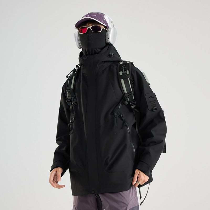 新款户外硬壳冲锋衣女三合一秋冬款连帽风衣外套防风防水登山服男|undefined