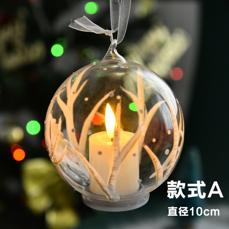 Creativo de la Navidad de cristal esférico vela luz LED luminosa de escritorio decoración de Navidad decoración luz de la noche