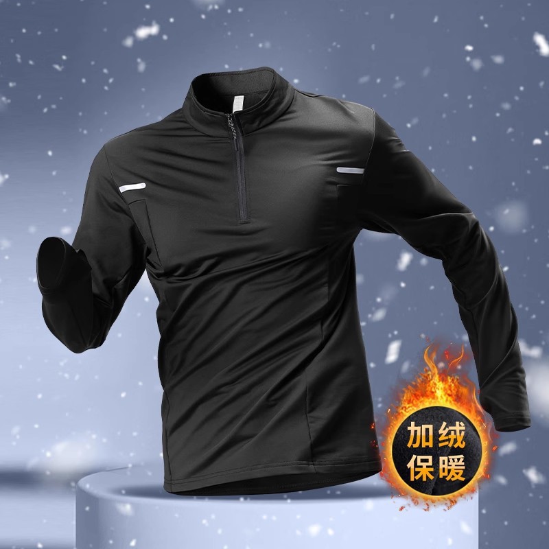 Transfronterizo otoño y invierno nuevo hombre deportes ocio correr entrenamiento de gimnasio cremallera impresión suelta camiseta de manga larga