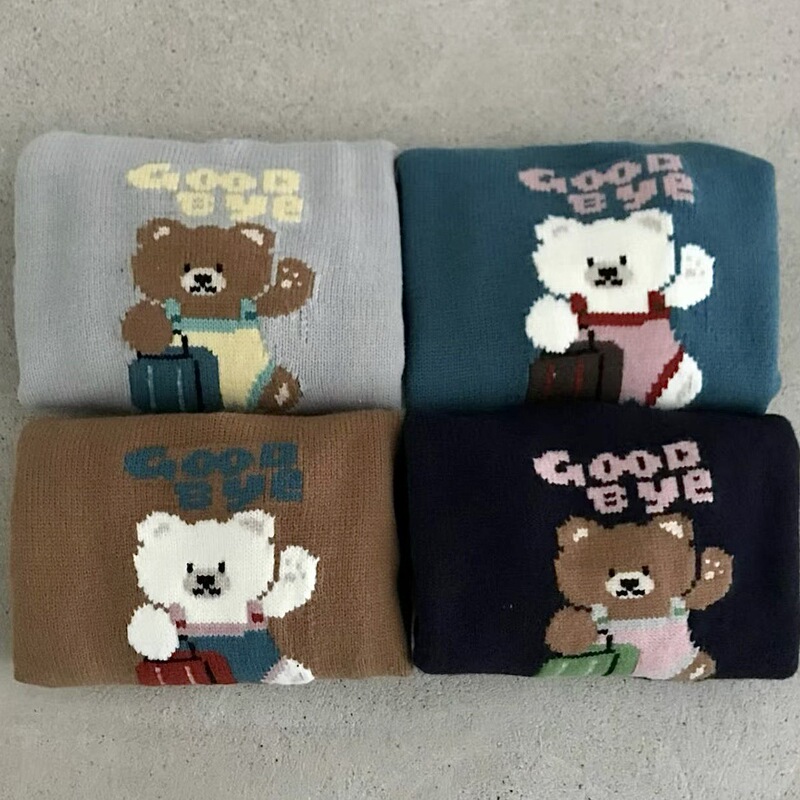 Korean Thickeneded Cartoon Bear Jacquard Half-Zip Round Neck Knitwear for Women Autumn and Winter New Age-Reducing Pullover Knitwear Korean Thickeneded Cartoon Bear Jacquard Half-Zip Round Neck Knitwear for Women Autumn and Winter New Age-Reducing Pullover Knitwear